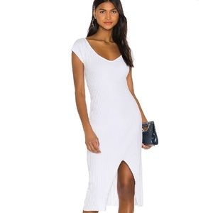 Enza Costa White Ribbed Midi Dress